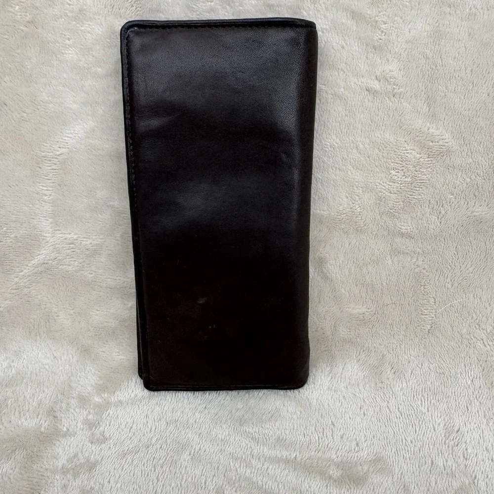 Geoffrey Beene Genuine Leather Breast Pocket Secretary Wallet Brown Vintage